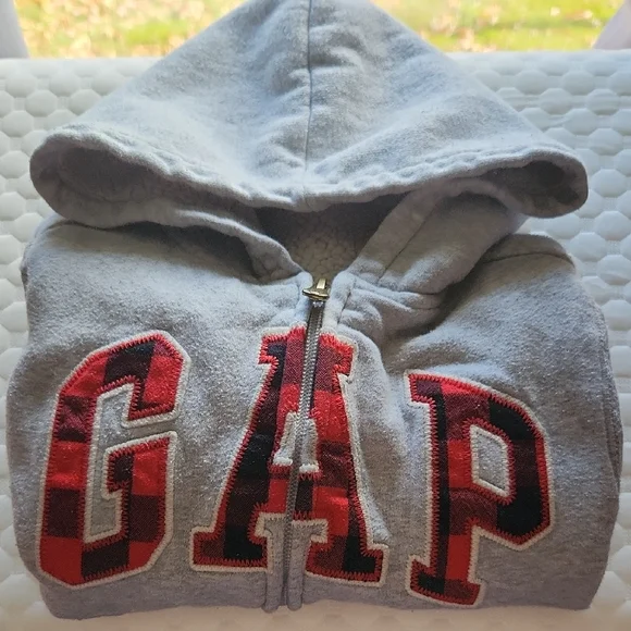 3/$10 Baby GAP Hoodie with Plaid Logo|Sherpa Lining - Picture 1 of 10